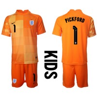 Fotballdrakt Barn England Jordan Pickford #1 Keeper Bortedraktsett VM 2022 Kortermet (+ Korte bukser)